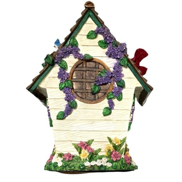 Vintage Cracker Barrel Birdhouse Jewelry Trinket Box Cardinal Blue Bird Floral - Picture 5 of 11